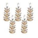 5 Pieces Diamante Branch Leaf Sew-on Rhinestone Buttons Flatback Embellishment