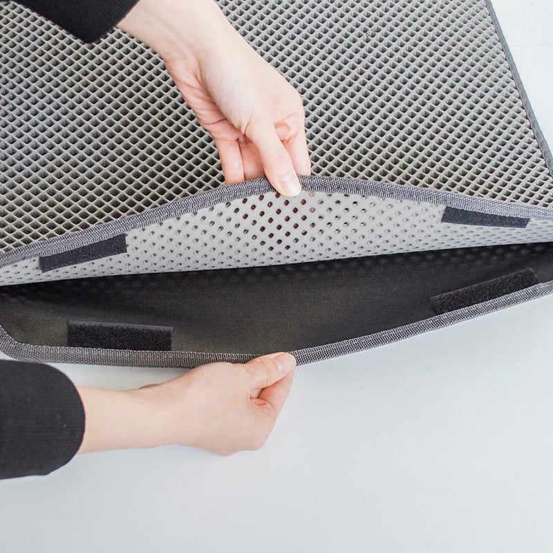 Folding Double Side Waterproof Cat Mat Kitten Litter Pad Trash Bed(Grey/L)