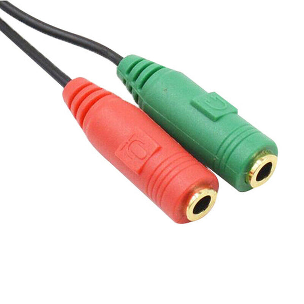 3.5mm Stereo Audio Male to 2 Female Headphone Mic Y Splitter Cable Adapt JR