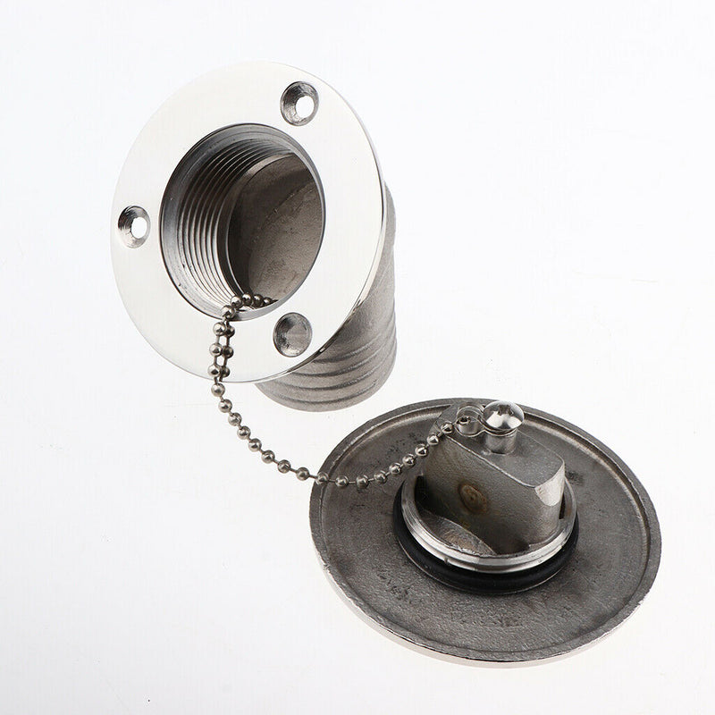 Boat Deck Fill / Filler Keyless Cap 1-1/2 inch /38mm - Water Stainless Steel