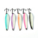5pcs Metal Multicolor Willow Leaf Shape Sequin Fishing Lures With Fishing Hoo@