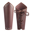 Medieval Knight Lace Up Wristband Wide Cuff Bracelet Costume Arm Armor Brown