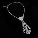 Crystal Diamante Necktie Tie Choker Bib Necklace WEDDING PROM Dancer Jewelry
