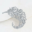 Women Clothes Accessories Big Brooch Jewelry Feather Pins Crystal Rhinestone