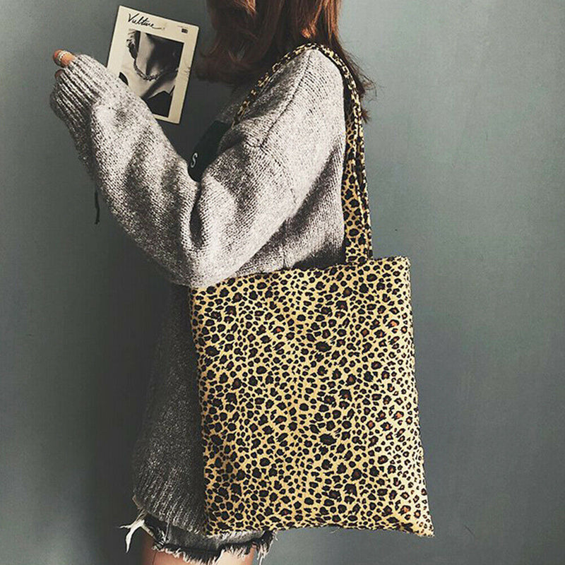 Leopard Print Pouch Women Crossbody School Shopping Shoulder Tote Bag