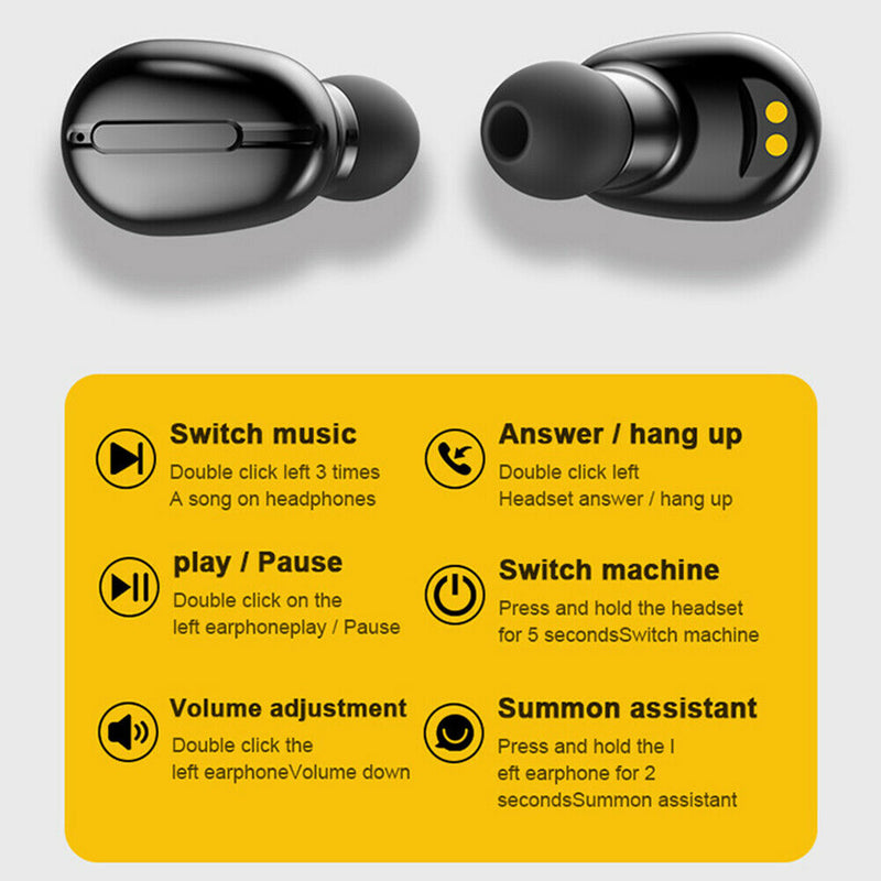 Mini TWS Bluetooth 5.0 Wireless HiFi In-Ear Earphones Earbuds w/ Charging Box Ef