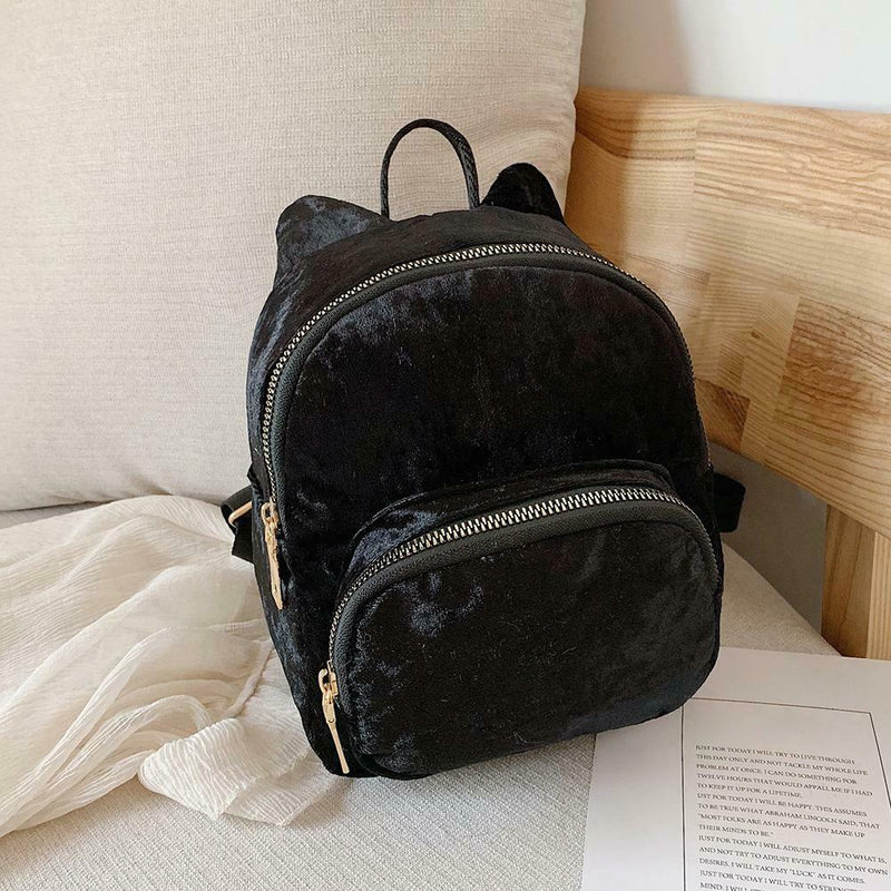 3pcs/set Women Flannel Solid Color Fish Tail Backpacks Shoulder Bags Clutch