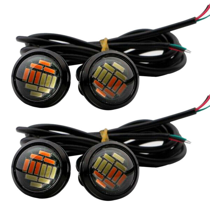 4 Pcs Car 12V 23Mm Dual Color Switchback 4014 12 Led Drl Eagle Eye Daytime  V2V4