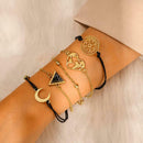 5pcs/set Boho Bracelet Women Hollow Flower Bead Chain Moon Alloy Jewelry
