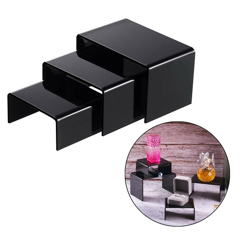 1 Set Black Acrylic Display Risers, Jewelry Display Riser Shelf Showcase