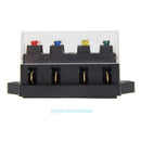 4 Way Circuit Standard  Blade Fuse Box Block Holder 12V/24V + Fuse