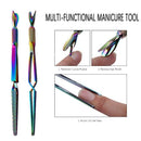 1 Pcs Colorful Stainless Steel Nail Art Pincher Cuticle Pusher False Nail S