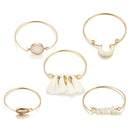 5pcs Boho Bracelet Tassel Shell Stone Pendant Bangles Women Beach Jewelry A