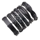 6Pcs Adjustable Braided Wax Rope Leather Bracelet Wristband Punk Cuff Bangle Hot