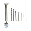 Mini Micro Aluminum Hand Drill With Keyless Chuck +10 Twist Drills Rotary T