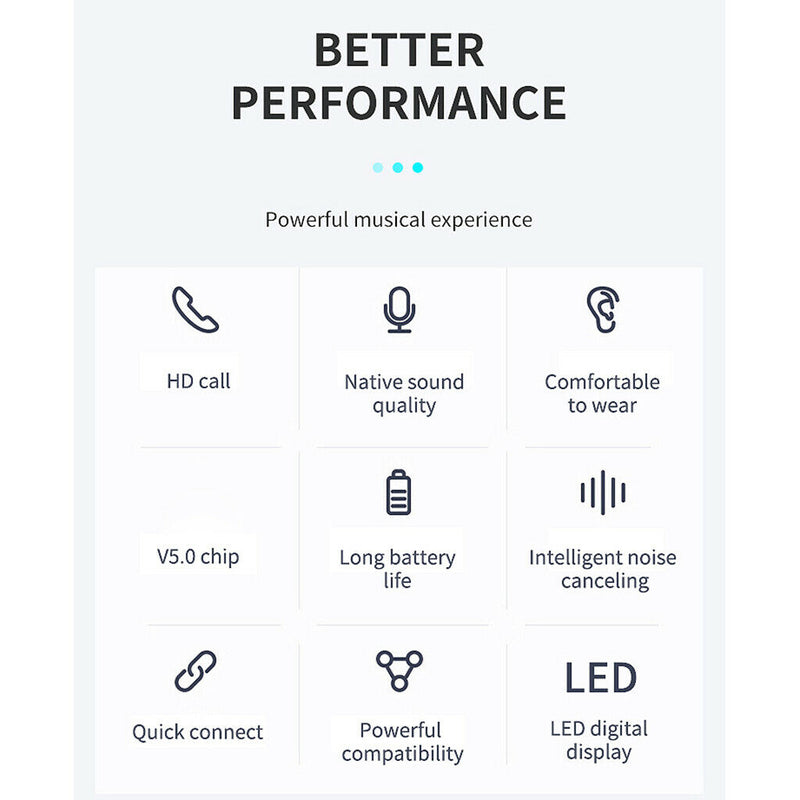 In-Ear Stereo Bluetooth 5.0 TWS Earphone Headphone for IOS Android With Mic