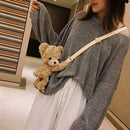 Lovely Cartoon Bear Messenger Handbags Women Girls Faux Fur Shoulder Bags