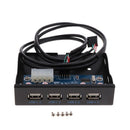 USB 2.0 4-Port Metal Front Panel USB Hub with 9Pin/10Pin SATA Adapter Cable