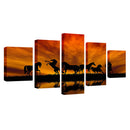 5 Panels HD Modern Abstract Painting Sunset Horse
