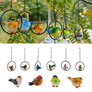 2pcs Hanging Robin Birds Statue Sculpture On Metal Round Ring Decor for Patio