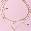 Boho Women Butterfly Double-layer Chain Pendant Choker Necklace Jewelry Gift