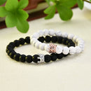 2x King Queen Crown 8mm Beads Bracelets His And Her Friendship Couple Bracelet