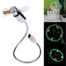 Flexible Gooseneck Portable Mini USB Fan Desktop LED Clock Fan USB Cooling Fan