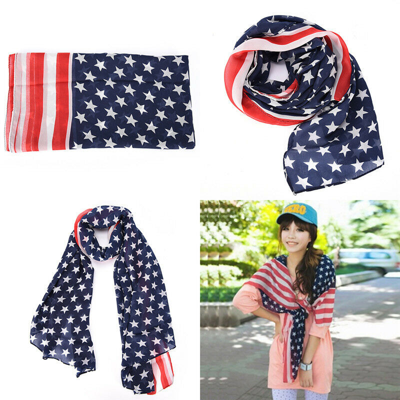 Women American Flag Pareo Dress Beach Bikini Swimwear Sarong Cover Up Scarf   Kw