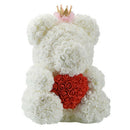 25Cm Teddy Bear With Crown In Gift Box Bear Of Roses Artificial Flower New  X3O7