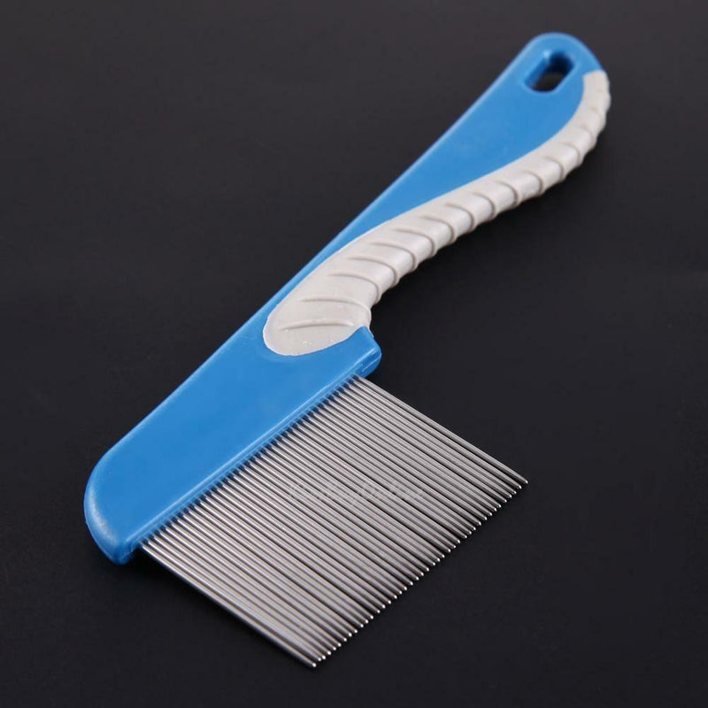 Dog Cat Pet Stainless Steel Rake Comb Hair Grooming Trimmer Cleaning Brush Blue