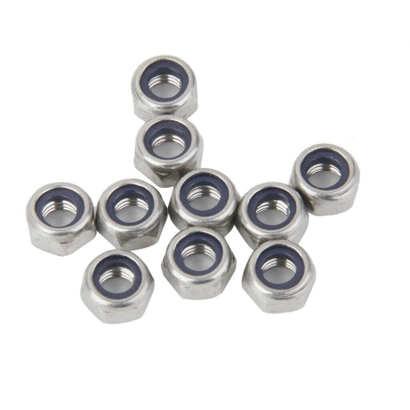10Pcs M5 Stainless Steel A2 Nylon Collar Insert Self-lock Nuts Bolts Screws