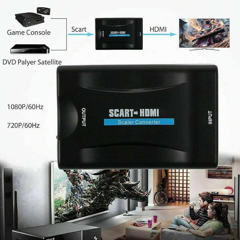 1080P HDMI to SCART Video Audio Upscale Converter Adapter for HD TV DVD  A