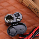 12-24V Motorcycle Scooter Handlebar Clamp Waterproof USB Cigarette Light