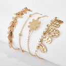4Pcs Bohemian Multi-layer Leafs Tortoise Bracelet Set Women Bangle Jewelry G TE