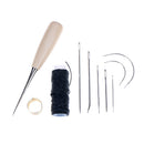 Leather Sewing Needles Stitching Awl Needle Set Thread Thimble Hand Sewi JR