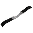 Black Silicone Watch Strap Waterproof Diving Band with Folding Clasp 24 mm M5P9