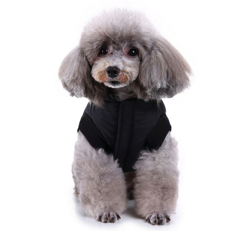 Pet Dog Cat Vest Jacket Winter Warm Windproof Costume Coat Black