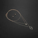 Fashion Women Geometric Stud Earrings Multilayer Chain Necklace Jewelry Set