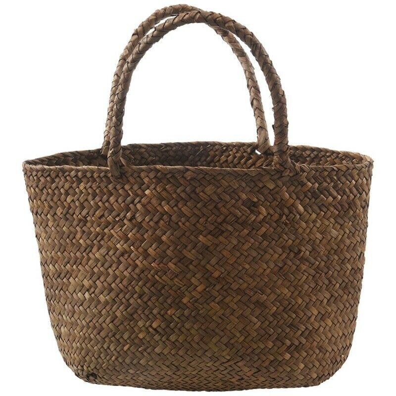5X(Casual Straw Bag Natural Wicker Tote Bags Women Braided Handbag For Gar S7Z7)