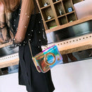 Holographic Ring Messenger Handbags Chain Shoulder Bag Women Flap Pvc Small