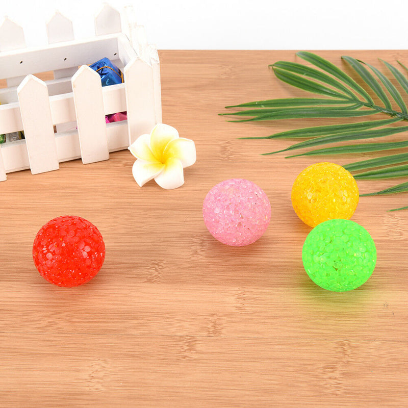 pet dog cat play transparent particles non-toxic rubber ball with bell Xmas FT