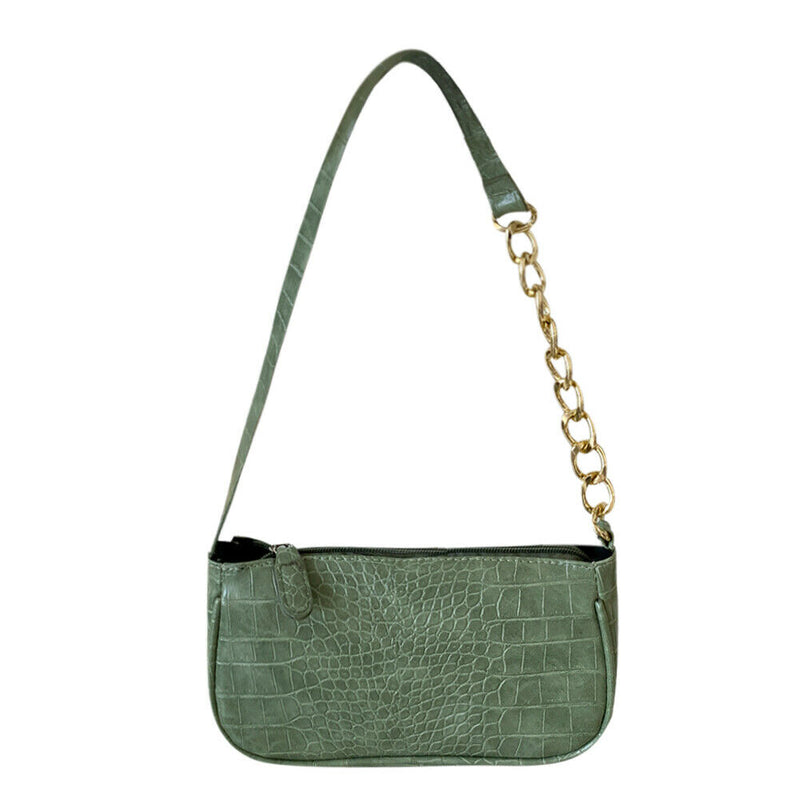 Alligator Pattern Handbag Tote Women Leather Underarm Shoulder Bag (Green)