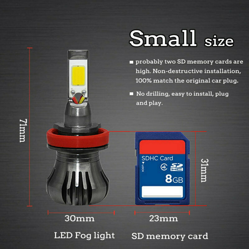 H8/H9/H11 LED Headlight Bulb 3000k 4800LM DC12V-24V Yellow Fog Light tgb