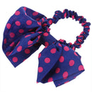 Lovely Lady Bow Headband Ponytail Holder Hair Tie Band (Blue + Rose points)