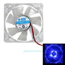 2pcs 80mm 80x25mm Fans 4 LED Blue 4pin for Computer PC Case Cooling Cooler