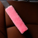 2pcs Car Seat Belt Cover Fluffy Safety Belt Shoulder Pad Protector (Pink) A