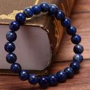 Natural 8mm Lapis Lazuli Beads Bracelets Unisex Elastic Bangle Jewelry Gif FT