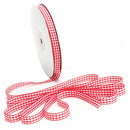 45m Full Reel Cut Lengths Gingham Ribbon Sewing Crafts, 6mm Wide Red