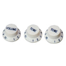 Set Of 3pcs Speed Volume Tone Control Knob Electric Guitar Beige W Golden Brown