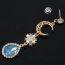 Girls Fresh Star Moon Peacock Sapphire Love Sweet Asymmetric Earrings Ear C